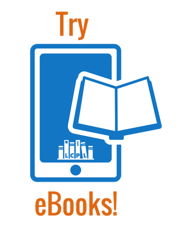 A tablet or phone with a book next to it. Try ebooks!